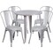 Emma and Oliver Commercial Grade 30" Round Metal Indoor-Outdoor Table Set with 4 Cafe Chairs